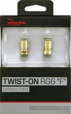 NEW Rocketfish RF-G1311 Twist-On RG6 F-Connectors 2-Pack Gold Coax Cable Coaxial picture