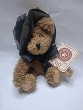 Monique Labearsley Boyds 6in  flower hat brown plush teddy bear new picture
