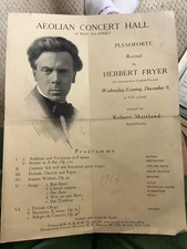 1914 Herbert Fryer Programme Aeolian Concert Hall Pianist picture
