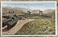 Rustic Depot Gardiner Entrance Yellowstone National Park 1941 WB Postcard B840 picture