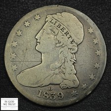 1839 O Reeded Edge Capped Bust Silver Half Dollar 50C (Scarce New Orleans Key) picture