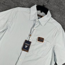 Cremieux Performance Shirt Mens Medium Blue Check Short Sleeve Button Up New picture