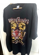X Chicago Bulls Vintage 1990s World Champs T-Shirt Salem Sportswear Made USA XL picture