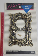 Vintage Amer Tack Switch Plate Outlet Cover Gold Ornate Rose NOS picture