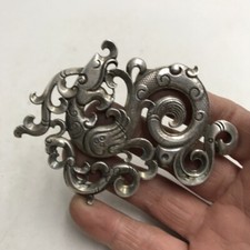 Old Chinese tibet silver handmade ancient dragon Pendant Waist card picture