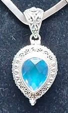 Sarda Carribean Quartz Sterling Silver Pendant Locket NEW picture