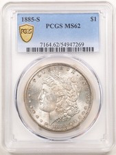 1885-S $1 Morgan Silver Dollar MS62 PCGS 54947269 picture