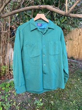 Vintage 1950s Pendleton Wool Loop Collar Board Shirt Men’s SizeM Green Mint picture