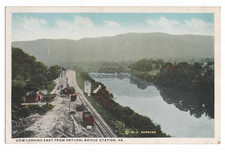 VIEW LOOKING EAST FROM NATURAL BRIDGE STATION, VA RAILROAD W.E. BURGESS POSTCARD picture