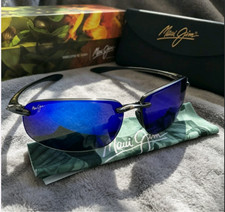 Maui Jim B407-11 Ho'okipa Sunglasses Hawaii Polarized Lenses Grey Frame / Blue picture
