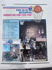 VTG Rare 1981-82 Kansas Jayhawks KU 2 Sided Basketball Football Schedule Poster picture
