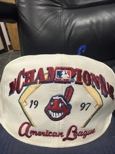 VTG LOGO 7 CLEVELAND INDIANS 1997 AMERICAN LEAGUE CHAMPIONS SNAPBACK HAT picture