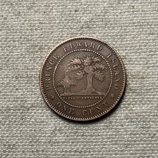 1871 CANADA PRINCE EDWARD ISLAND ONE CENT QUEEN VICTORIA BRONZE COIN KM 4 picture