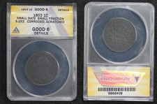 1803 Draped Bust Large Cent Small Date Small Fraction ANACS G-6 S-253 Corroded picture