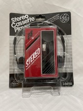 Vintage GE Stereo Headset Cassette Player Model 3-5415S Retro Walkman Red NOS picture