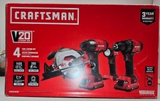 Craftsman CMCK401D2 V20 Li-Ion 4 Tool Combo Kit + (2) 2.0 AH Battery Cordless  picture