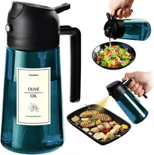 16Oz/470Ml Blue Glass Olive Oil Sprayer for Cooking - 2 in 1 Olive Oil Dispenser picture