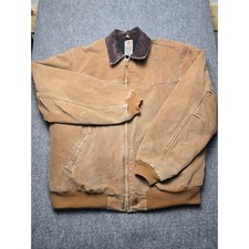 Carhartt J14 BRN Santa Fe Jacket Mens XL Brown Distressed Workwear Vintage picture