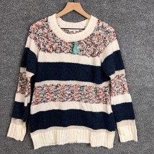 NEW maurices Womens Sweater Large Striped Crew Neck Knit Multicolor Casual picture