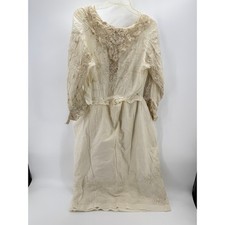 Antique Edwardian Lace Embroidered Cotton Dress Unfinished Sewing Project Womens picture