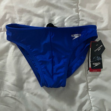 Speedo PowerFLEX Eco Men's Solid Blue Swim Briefs Size 30 picture