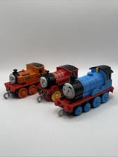 Thomas and Friends lot of 3 Trains 2018, 2018, 2023 Orange Blue Red Pre-Owned picture