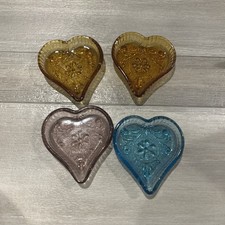 vintage Indiana Tiara Sandwich Glass Heart Dishes Lot Of 4 picture
