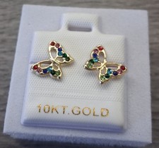 10k gold butterfly screw back stud earrings /arete maripos de oro 10K  de rosca. picture