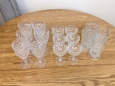 Vintage Fostoria American Clear Cubist Glassware 16 Pc Mixed Stemware Set picture