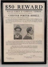 Antique Wells Fargo & Co Reward Wanted Poster Criminal Robber Western Outlaw #3 picture