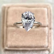 5.00 Ct Certified Lab Grown White Diamond Pear Cut Solitaire Ring 925 Silver picture