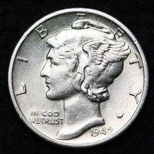 1942-S Mercury Silver Dime AU   picture