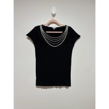 Cache Black Top With Pearl Necklace picture