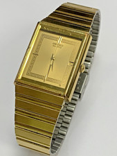 Rare Vintage 1980's 1985 Seiko Quartz 2A32-5120 Men’s Dress Tank Watch Gold Tone picture