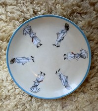 Antique Heinrich Co Selb Bavaria Edwardian Children Plate H&C Blue Rim 6