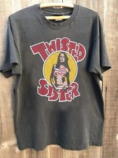 1970s Twisted Sister Band Rare Design Charcoal Cotton T shirt Unisex S-5XL picture