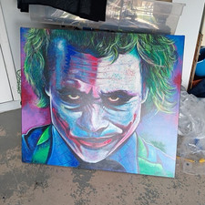 M. Clyde Large Signed Contemporary Portrait Man Canvas Painting Unframed picture