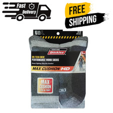 Dickies Men's Max Cushion Crew Socks 6 Pack Charcoal Size 6-12 Athletic Work picture