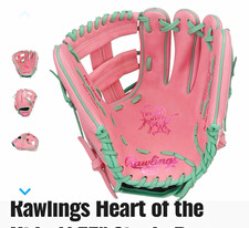 Rawlings Heart of the Hide 11.75 Leather Single Post Web RHT Pink/Green picture