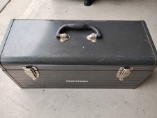 Vintage CRAFTSMAN Metal Tool Box w/ Removable Tool Tray 20x8x9 Rare Dark Gray picture