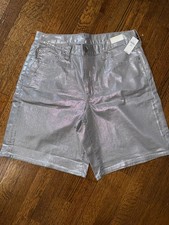 NWT GAP Metallic Silver Denim Shorts - Size 10P picture