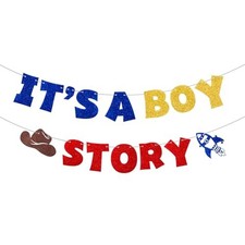 2 Strings Pre-Strung Glitter Cartoon Inspired It's A Boy Story Banner picture