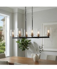 Quoizel Whitlock 6-light Matte Black Clear Glass Steel Chandelier picture