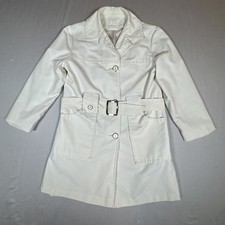 VTG Outer Banks Women 8P Beige Belted Trench Coat Button Front Lined Jacket picture