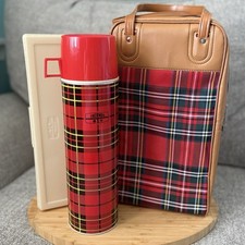 VTG 1973 King Seeley Thermos Tartan Plaid Picnic Set Thermos & Food Storage Box picture