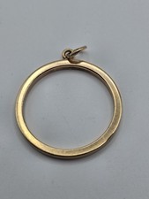 14K Yellow Gold Open Circle Eternity Ring Pendant – Solid 14K Frame (1.85g) picture