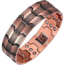 GMOX Men's Copper Bracelet, 99.99% Copper 3X Strength Magnetic Adjustable Length picture