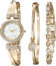 Anne Klein Women's Premium Crystal  Bangle Watch and Bracelet Set AK/1868GBST picture