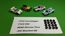 ☆16 SILICONE TIRES☆ FOR Tyco Pro Curve Hugger HP2  .460 mounted HO slot car part picture
