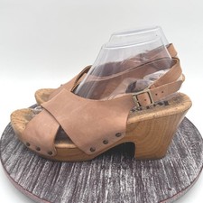 Korks by Kork Ease Sandals Women 9.5 Leather Wedge Slingback Comfort Shoes Tan picture